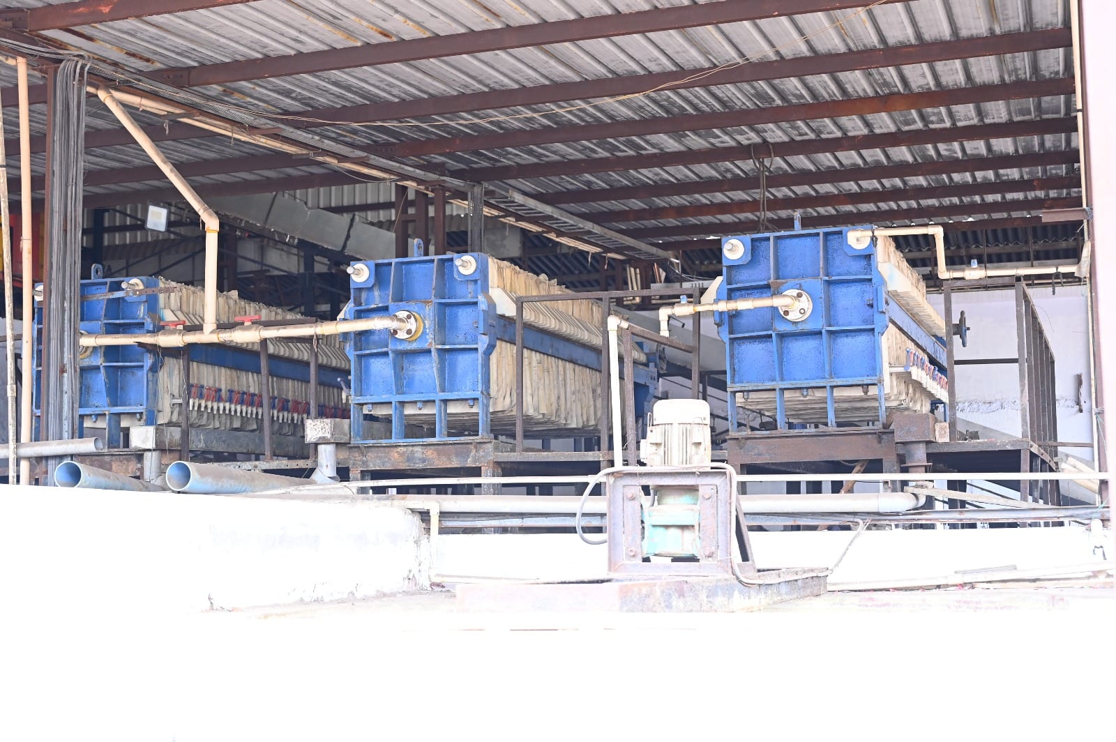 Filter presses at the Effluent Treatment Plant