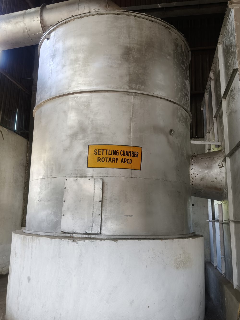 Settling chamber, part of the rotary furnace air pollution control system